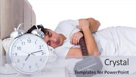  Presentation with insomnia - Presentation theme consisting of hits miss - man in bed suffering background and a light gray colored foreground