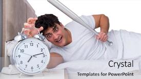  Presentation with insomnia - Colorful PPT theme enhanced with hits miss - man in bed suffering backdrop and a  colored foreground