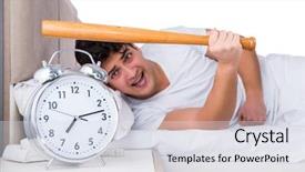  Presentation with insomnia - Colorful slide deck enhanced with hits miss - man in bed suffering backdrop and a light gray colored foreground