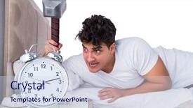  Presentation with insomnia - PPT theme having hits miss - man in bed suffering background and a sky blue colored foreground