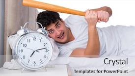  Presentation with insomnia - Colorful theme enhanced with hits miss - man in bed suffering backdrop and a  colored foreground