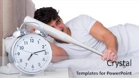  Presentation with insomnia - Presentation theme having hits miss - man in bed suffering background and a  colored foreground