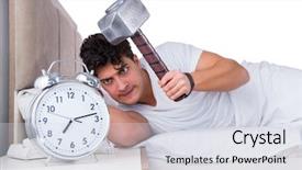  Presentation with insomnia - Amazing theme having hits miss - man in bed suffering backdrop and a  colored foreground