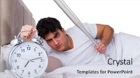  Presentation with insomnia - Slide set featuring hits miss - man in bed suffering background and a sky blue colored foreground
