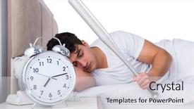  Presentation with insomnia - Audience pleasing slide set consisting of hits miss - man in bed suffering backdrop and a light gray colored foreground