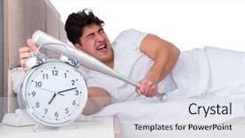  Presentation with insomnia - Audience pleasing theme consisting of hits miss - man in bed suffering backdrop and a light gray colored foreground