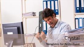  Presentation with busy work - Beautiful PPT layouts featuring hits miss - overloaded busy employee with too backdrop and a  colored foreground