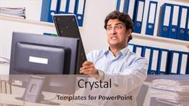  Presentation with busy work - Beautiful PPT theme featuring hits miss - overloaded busy employee with too backdrop and a coral colored foreground