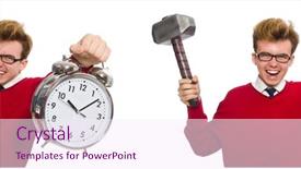  Presentation with alarm - Cool new presentation theme with hits miss - student with alarm clock isolated backdrop and a sky blue colored foreground