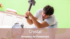  Presentation with mann has trouble - Colorful presentation theme enhanced with hits miss - young man having trouble waking backdrop and a coral colored foreground