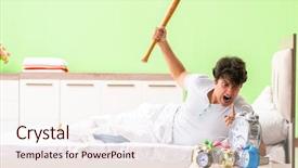  Presentation with children trouble - Colorful PPT theme enhanced with hits miss - young man having trouble waking backdrop and a sky blue colored foreground