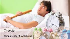  Presentation with adolescent trouble - Audience pleasing PPT theme consisting of hits miss - young man having trouble waking backdrop and a lemonade colored foreground