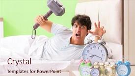  Presentation with mann has trouble - Presentation theme consisting of hits miss - young man having trouble waking background and a lemonade colored foreground