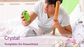  Presentation with children trouble - Theme enhanced with hits miss - young man having trouble waking background and a sky blue colored foreground