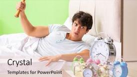  Presentation with mann has trouble - Beautiful theme featuring hits miss - young man having trouble waking backdrop and a lemonade colored foreground