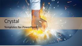  Presentation with people hold hand around globe - Slide set having hits strongly and makes fire background and a  colored foreground