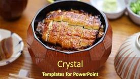  Presentation with rice - PPT theme featuring hitsumabushi-is-a-japanese-nagoya background and a tawny brown colored foreground