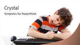  Presentation with computer infections - Audience pleasing PPT layouts consisting of hitting child - boy using computer isolated backdrop and a white colored foreground