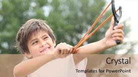  Presentation with christening for boy - Beautiful presentation featuring hitting child - boy with slingshot backdrop and a coral colored foreground