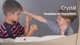  Presentation with learning - Colorful slide deck enhanced with hitting child - brothers in a quarrel backdrop and a gray colored foreground