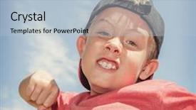  Presentation with bully - Colorful PPT theme enhanced with hitting child - bully making a fist backdrop and a light blue colored foreground