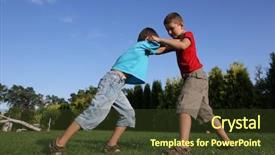  Presentation with boxing - Presentation design consisting of hitting child - sibling two boys friends boxing background and a tawny brown colored foreground