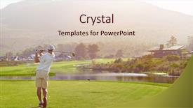  Presentation with debate club - Audience pleasing PPT theme consisting of hitting golf shot with club backdrop and a lemonade colored foreground