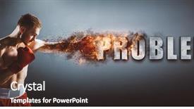  Presentation with boxing - Beautiful PPT theme featuring hitting problem writing with fire backdrop and a gray colored foreground