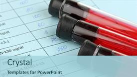  Presentation with hiv test - Slide set enhanced with hiv aids - blood in test tubes background and a light blue colored foreground