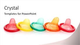  Presentation with condoms - Audience pleasing PPT theme consisting of hiv aids - colorful condoms isolated on white backdrop and a white colored foreground