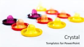  Presentation with condoms - Cool new presentation theme with hiv aids - concept for healthcare - close backdrop and a sky blue colored foreground