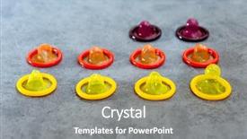  Presentation with condoms - Beautiful PPT theme featuring hiv aids - concept for healthcare - close backdrop and a gray colored foreground