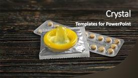  Presentation with contraception - Presentation design featuring hiv aids - condoms and birth control pills background and a dark gray colored foreground