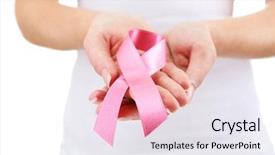  Presentation with pink ribbon hands - Slide deck consisting of hiv aids - female hands holding pink ribbon background and a sky blue colored foreground