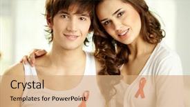  Presentation with gentle - Beautiful slide deck featuring hiv aids - happy sweethearts looking at camera backdrop and a coral colored foreground