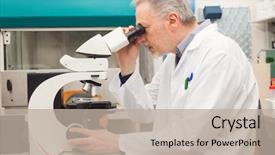 Presentation with laboratory animals - Amazing PPT theme having hiv aids - senior scientist using a microscope backdrop and a mint green colored foreground