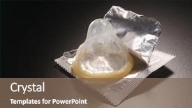  Presentation with condom - Audience pleasing slides consisting of hiv aids - stock image of open pack backdrop and a violet colored foreground