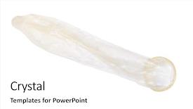  Presentation with condom - Colorful PPT theme enhanced with hiv aids - used condom isolated on white backdrop and a white colored foreground