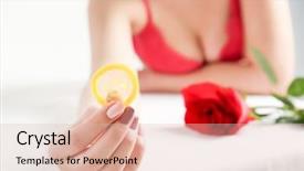  Presentation with condom sex - Amazing PPT layouts having woman holding condom in hand backdrop and a lemonade colored foreground