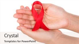  Presentation with hiv aids - Amazing slides having hiv treatment - aids ribbon in hand isolated backdrop and a lemonade colored foreground