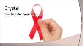  Presentation with hiv ribbon - Audience pleasing presentation theme consisting of hiv treatment - aids ribbon in hand isolated backdrop and a white colored foreground