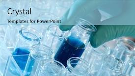  Presentation with hiv test - PPT theme enhanced with hiv treatment - close up of gloved hand background and a light blue colored foreground