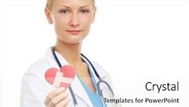  Presentation with heart disease and heartbeat symbol - Cool new PPT theme with hiv treatment - female doctor holding a symbol backdrop and a white colored foreground