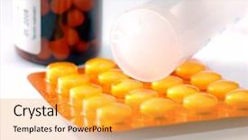  Presentation with elements - Beautiful presentation theme featuring hiv treatment - health protection elements - pills backdrop and a yellow colored foreground