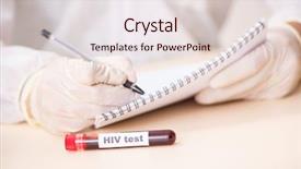  Presentation with testing blood - Slides having hiv vaccine - young handsome lab assistant testing background and a lemonade colored foreground