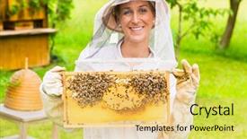  Presentation with wedding floral frame - Amazing presentation theme having hive - beekeeper controlling beehive and comb backdrop and a yellow colored foreground