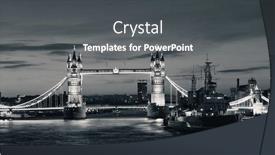  Presentation with warship - Presentation theme featuring hms belfast warship and tower background and a dark gray colored foreground