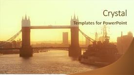  Presentation with warship - Slide deck with hms belfast warship and tower background and a cream colored foreground