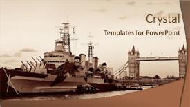  Presentation with warship - Slides enhanced with hms belfast warship and tower background and a lemonade colored foreground