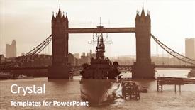 Presentation with warship - Presentation theme enhanced with hms belfast warship and tower background and a tawny brown colored foreground